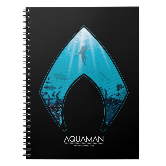 Aquaman | See Through Aquaman Logo Ocean Graphic Notebook (Front)