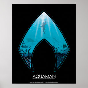 Aquaman   See Through Aquaman Logo Ocean Graphic Poster