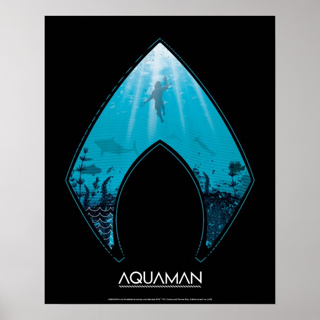 Aquaman | See Through Aquaman Logo Ocean Graphic Poster (Front)