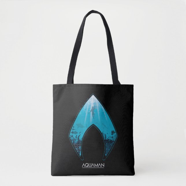 Aquaman | See Through Aquaman Logo Ocean Graphic Tote Bag (Front)