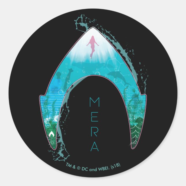 Aquaman | See Through Mera Symbol Ocean Graphic Classic Round Sticker (Front)