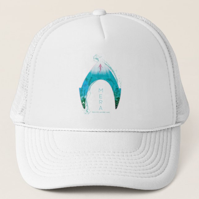 Aquaman | See Through Mera Symbol Ocean Graphic Trucker Hat (Front)