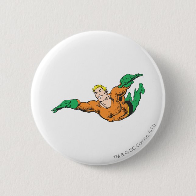 Aquaman Soars 6 Cm Round Badge (Front)