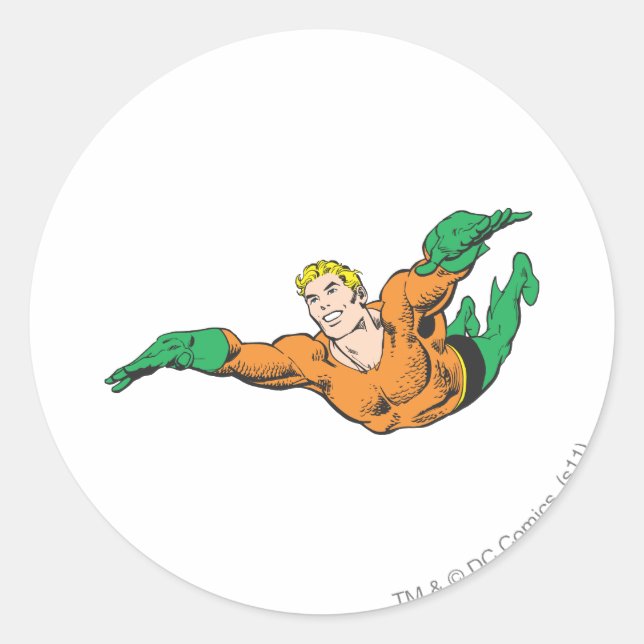 Aquaman Soars Classic Round Sticker (Front)