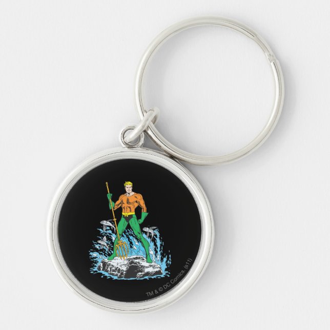 Aquaman Stands with Pitchfork Key Ring (Front)