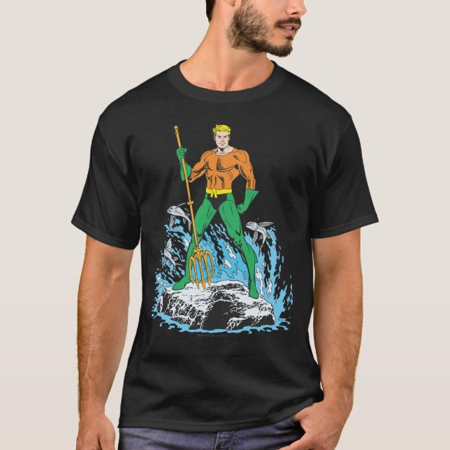Aquaman Stands with Pitchfork T-Shirt (Front)