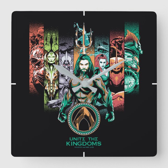 Aquaman | "Unite The Kingdoms" Atlanteans Graphic Square Wall Clock (Front)