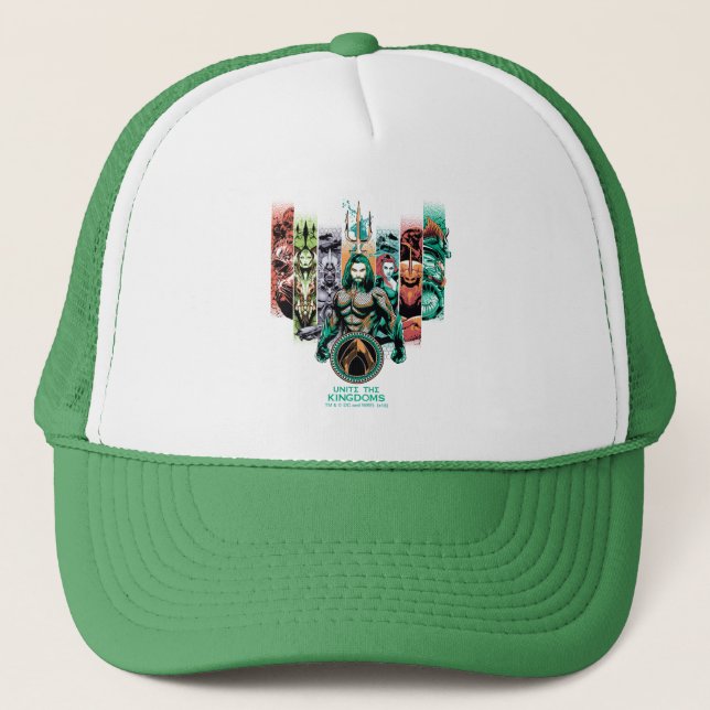 Aquaman | "Unite The Kingdoms" Atlanteans Graphic Trucker Hat (Front)