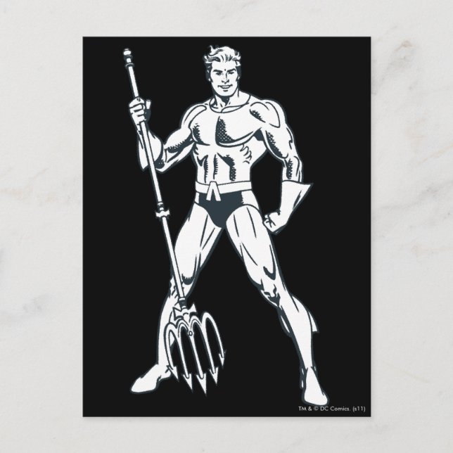 Aquaman with Pitchfork BW Postcard (Front)
