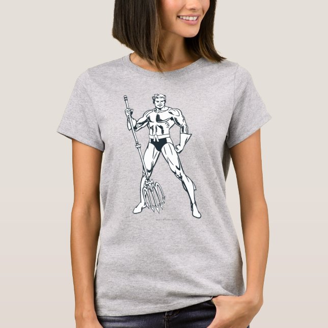 Aquaman with Pitchfork BW T-Shirt (Front)