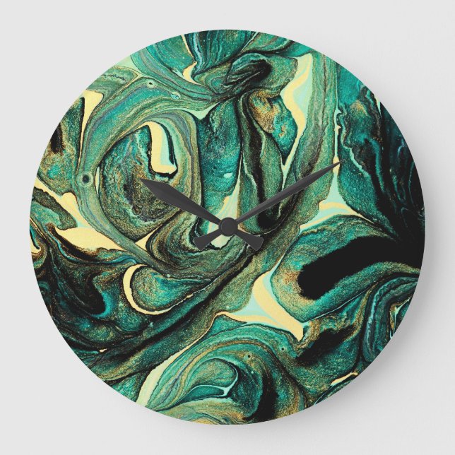 Aquamarine acrylic paints: abstract background. large clock (Front)