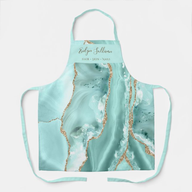 Aquamarine agate beauty professional apron (Front)