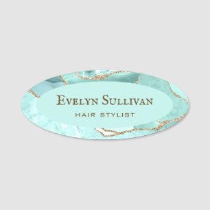 Aquamarine Agate Name Tag
