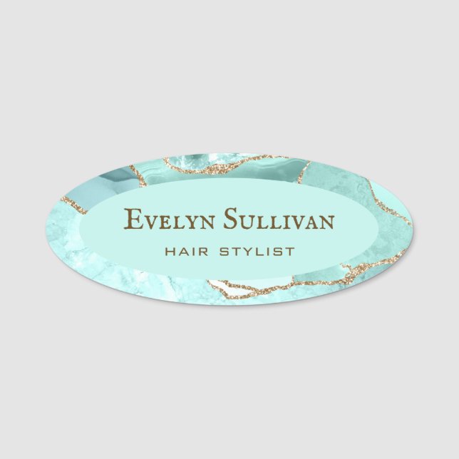Aquamarine Agate Name Tag (Front)