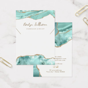 Aquamarine agate necklace display card