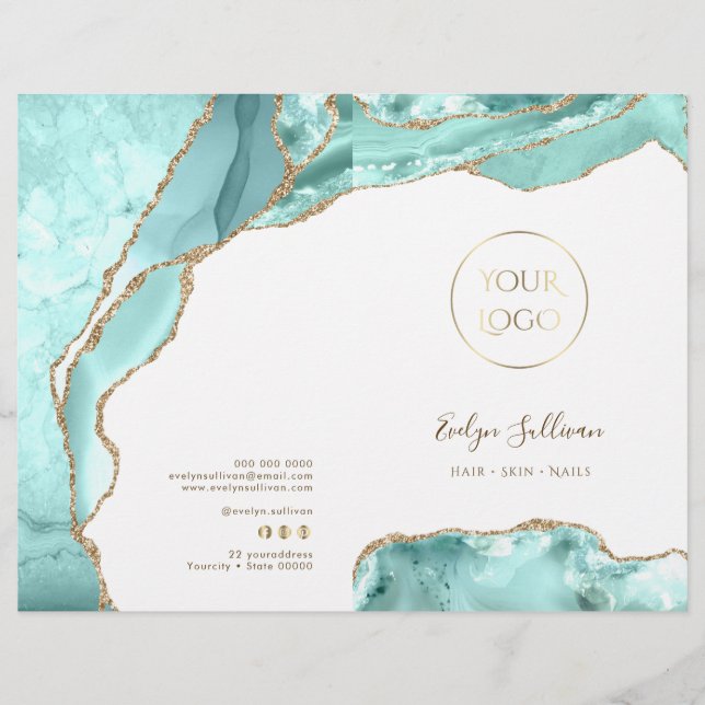 Aquamarine agate service menu brochure (Front)