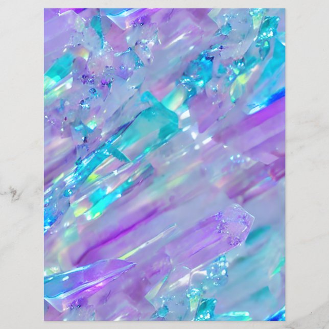 Aquamarine and Amethyst Crystal Scrapbook Paper (Front)