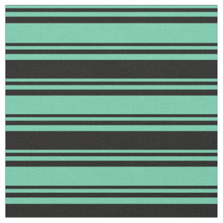Aquamarine and Black Coloured Lines Pattern Fabric