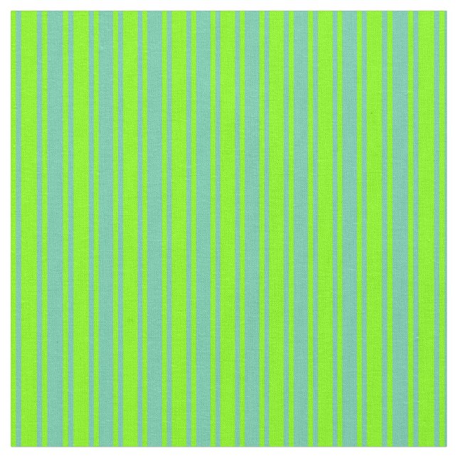 Aquamarine and Chartreuse Coloured Stripes Fabric (Close Up)