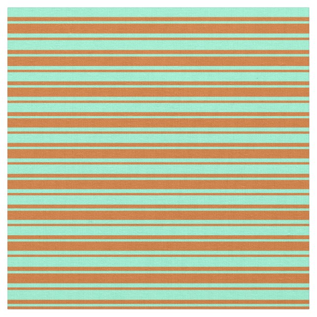 Aquamarine and Chocolate Coloured Lines Fabric (Close Up)