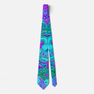 Aquamarine and Magenta Cool Retro Liquid Swirl Tie