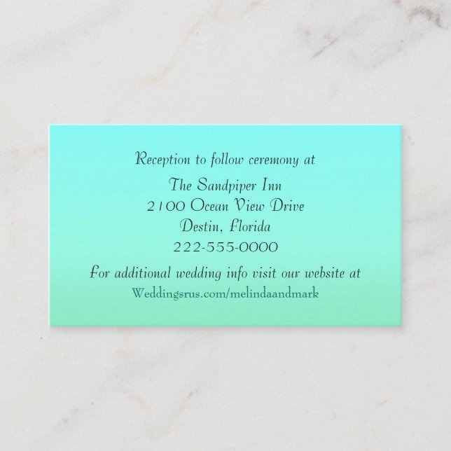 Aquamarine and Mint Green Wedding Enclosure Card (Front)