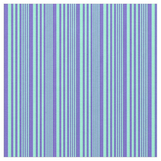 Aquamarine and Slate Blue Coloured Lined Pattern Fabric (Close Up)