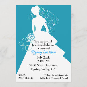 Aquamarine and White Bride Shower Invitation