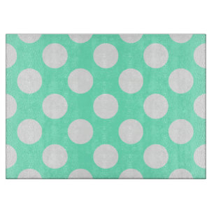 Aquamarine and White Dots Cutting Board