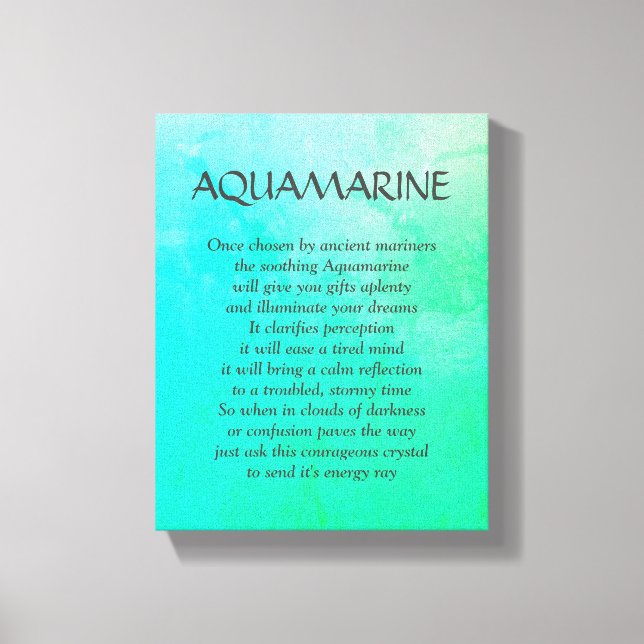 Aquamarine birthstone - March poem art canvas Print (Front)
