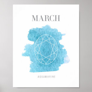 Aquamarine Birthstone March Poster