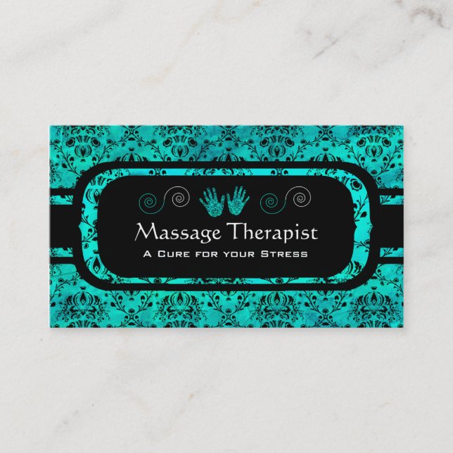 Aquamarine & Black Business Card (Front)