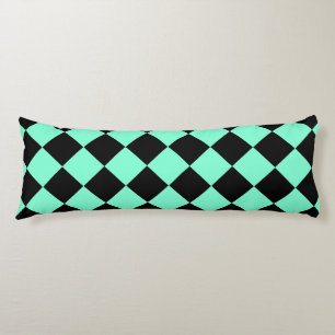 Aquamarine Black Chequered Diamond Pattern Body Cushion