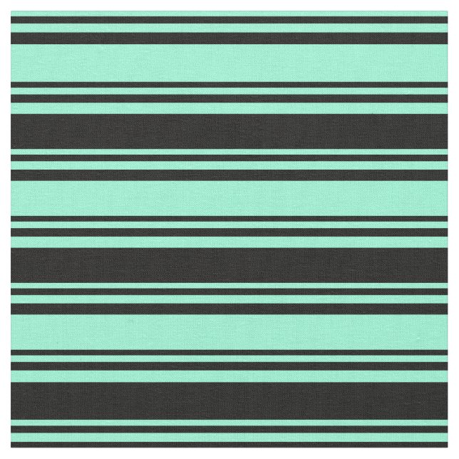 Aquamarine & Black Coloured Pattern Fabric (Close Up)