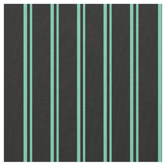 Aquamarine & Black Lines Fabric (Close Up)