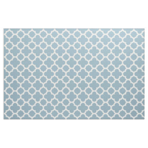 Aquamarine Blue Classic Quatrefoil Pattern Fabric