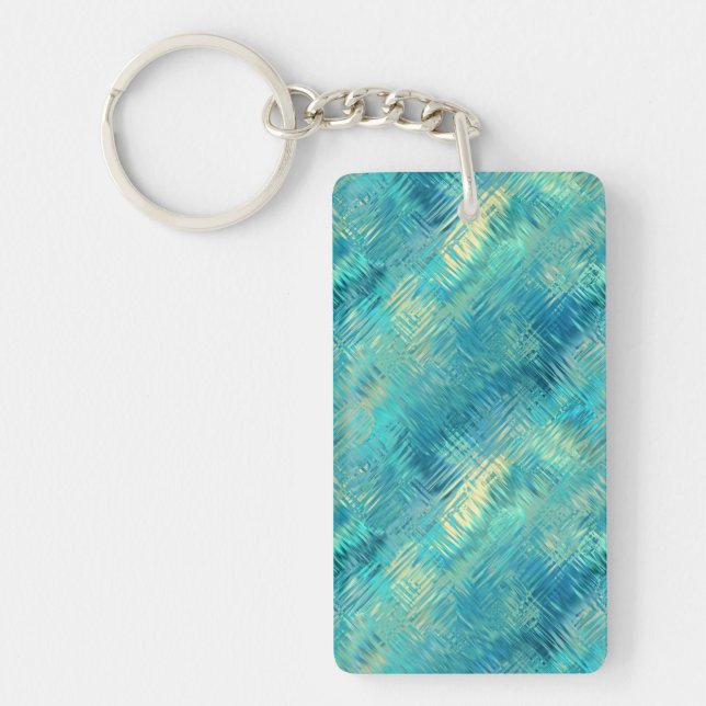 Aquamarine Blue Crystal Gel Texture Key Ring (Front)