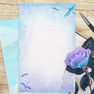 Aquamarine, Blue Dragonflies Personal Stationary