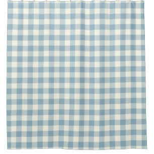 Aquamarine Blue Gingham Shower Curtains