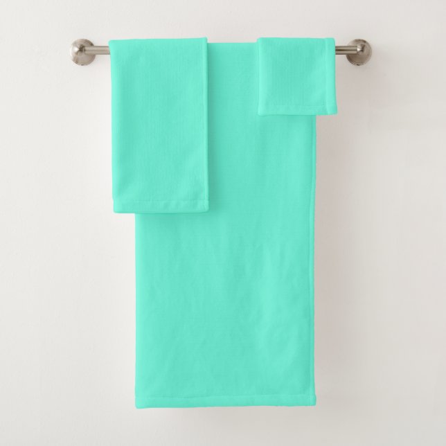 Aquamarine Blue Green Turquoise Solid Colour Bath Towel Set (Insitu)