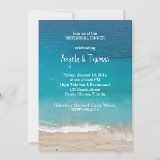 Aquamarine Blue Ocean Rehearsal Dinner Invitations