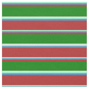 Aquamarine, Blue, Red, Green & Beige Coloured Fabric