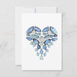 Aquamarine blue silver diamond heart thank you 
