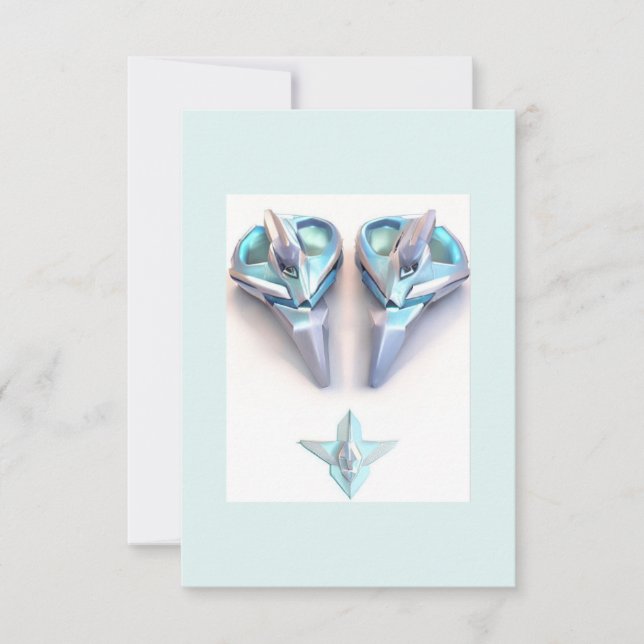 Aquamarine blue silver heart jewellery thank you  card (Front)