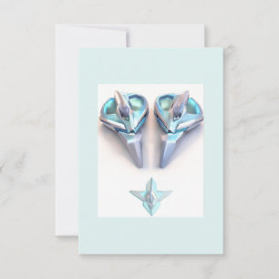 Aquamarine blue silver heart jewellery thank you card