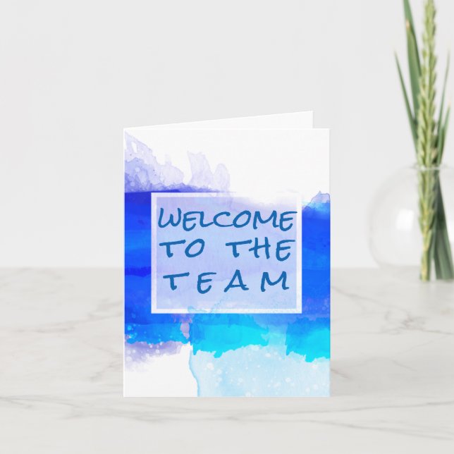 Aquamarine BLUE Watercolor Abstract  Welcome Card (Front)