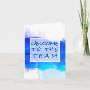 Aquamarine BLUE Watercolor Abstract Welcome Card