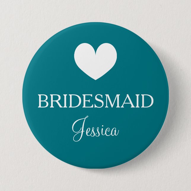 Aquamarine bridesmaid badges for wedding party (Front)