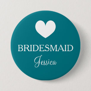 Aquamarine bridesmaid badges for wedding party