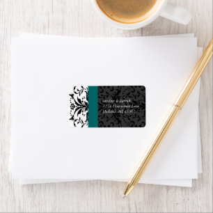 Aquamarine  Bumble Bee Damask  Address Labels